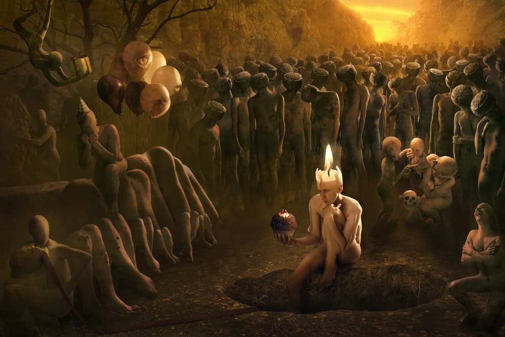 Surreal Candlelight Procession by Christophe Kiciak — canvas wall art