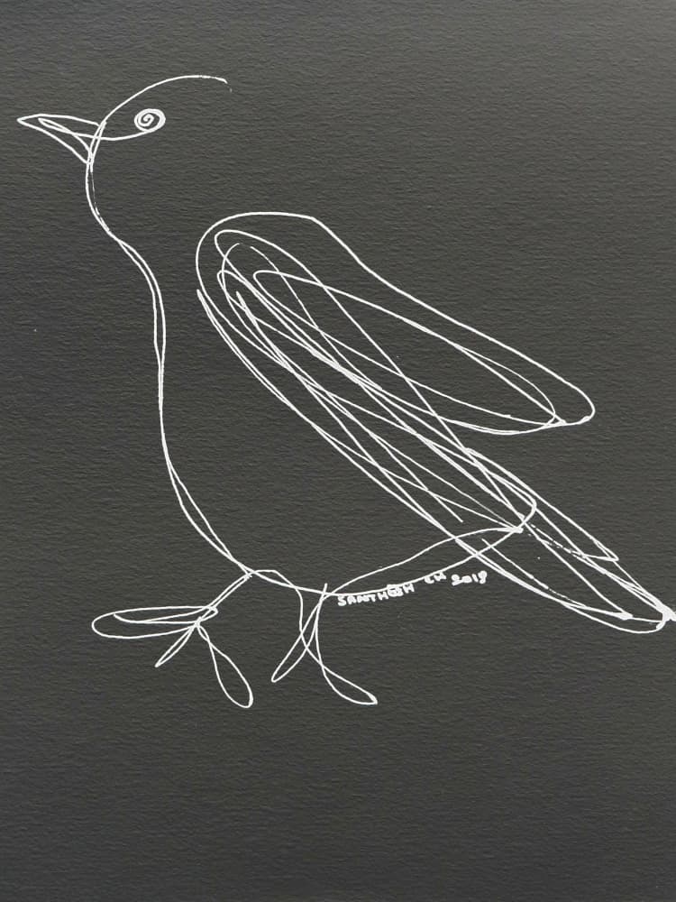 Minimalist Bird Sketch by Santhosh ch — canvas wall art