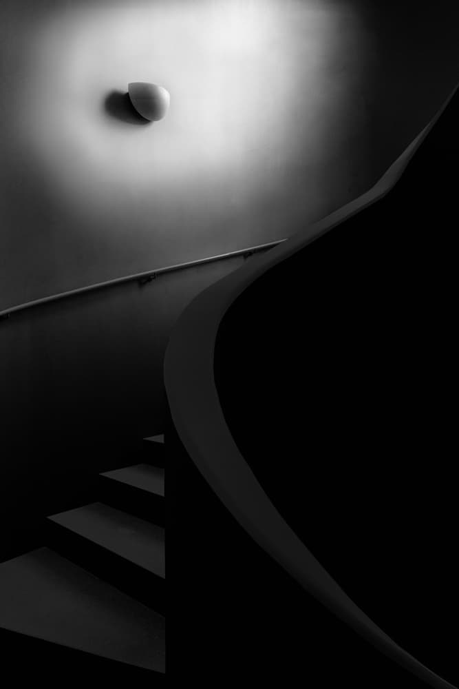 Curved Staircase Light by Olavo Azevedo — canvas wall art