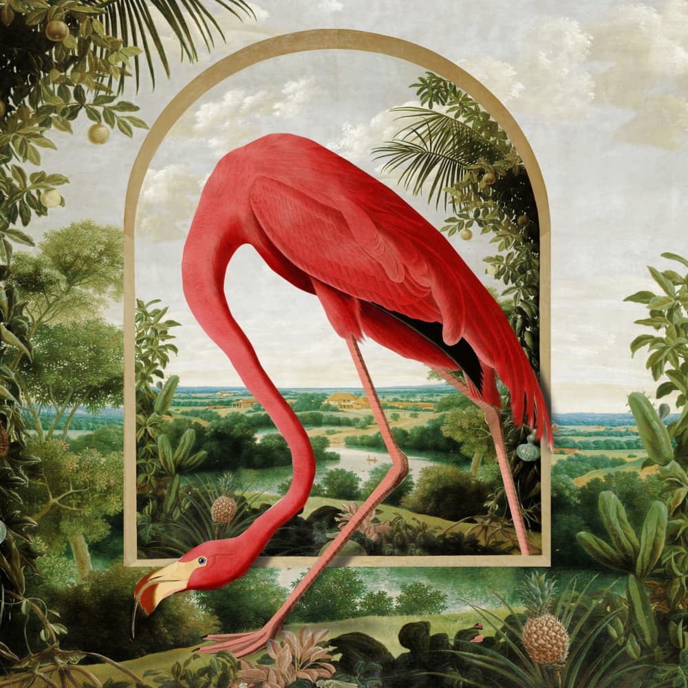 Pink Flamingo Arch by Marja van den Hurk — canvas wall art