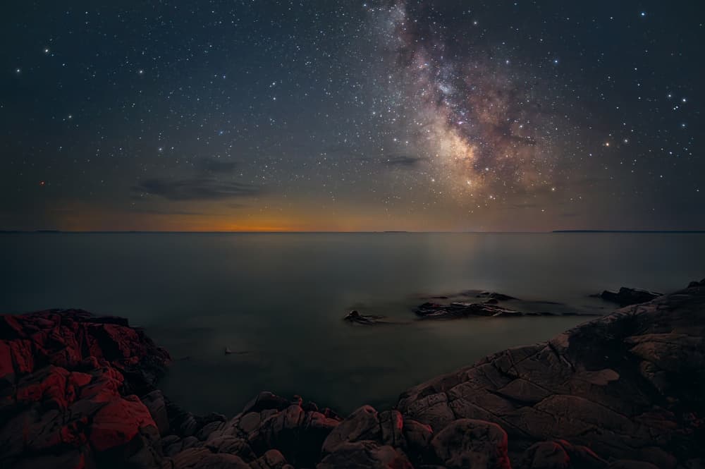 Milky Way Over Ocean by Ben.C.L — canvas wall art