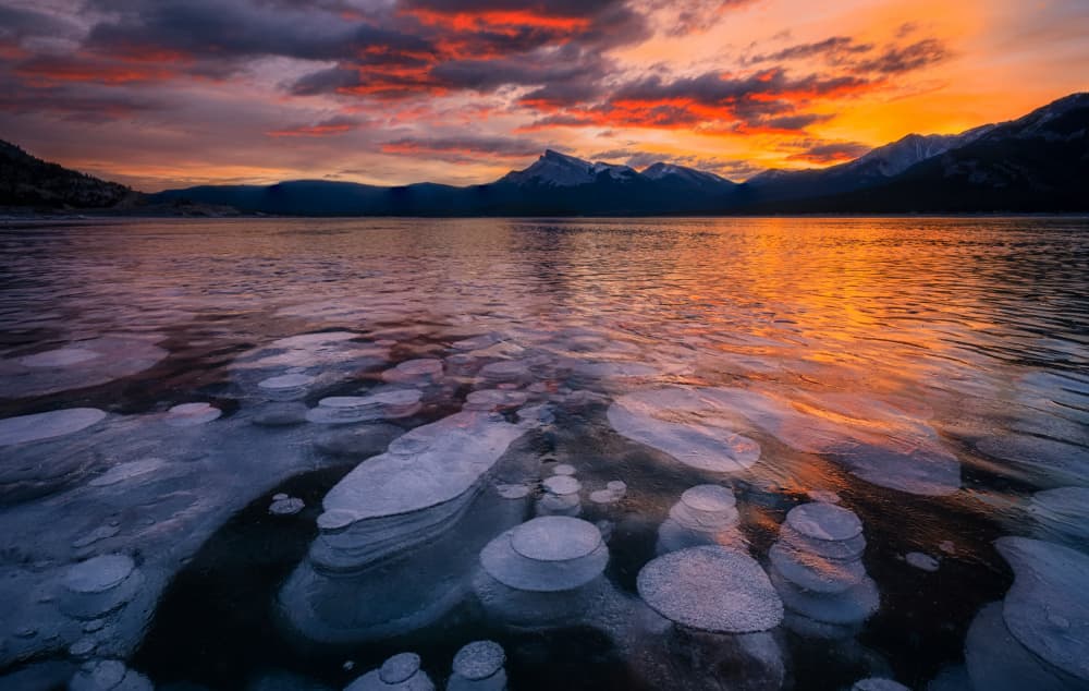 Sunset Ice Bubbles by Lydia Jacobs — canvas wall art