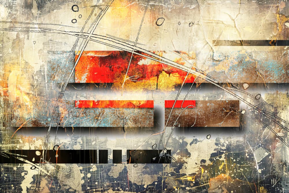 Abstract Art Composition With Gold Textures 16 by Rafal Kulik — canvas wall art