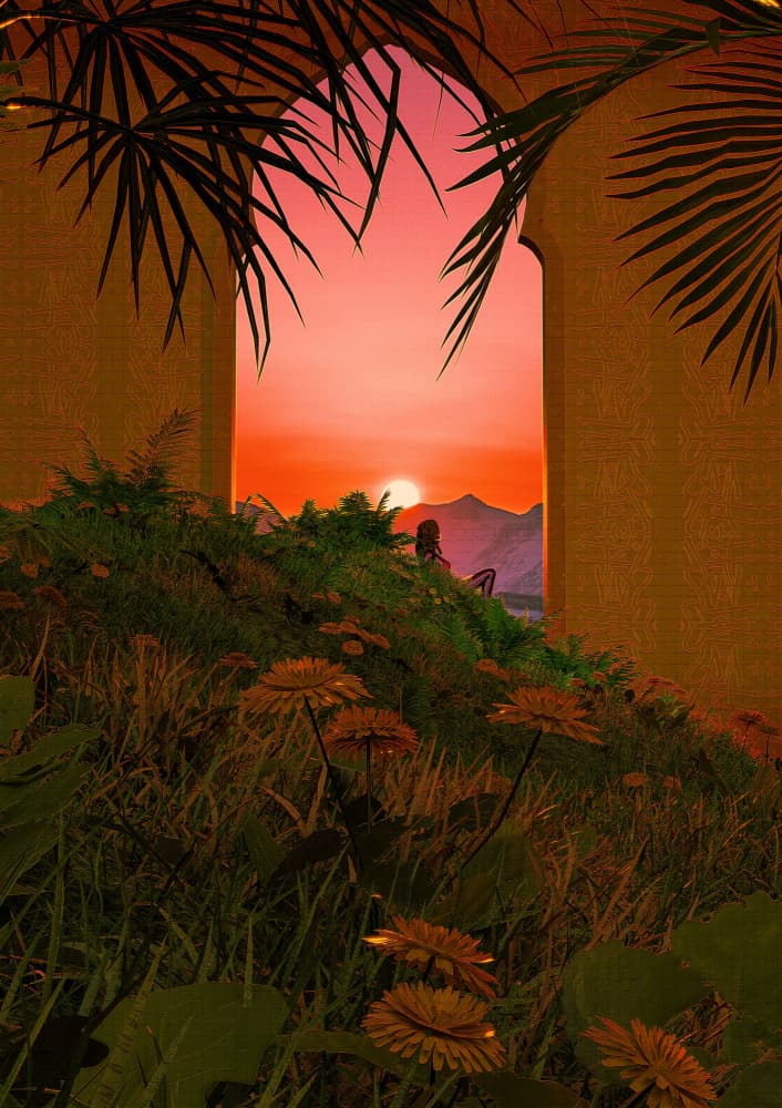Golden Hour Archway View by CosmoZach — canvas wall art