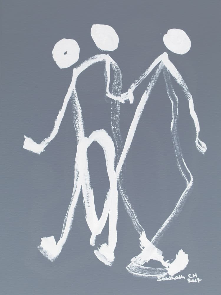 Figures Walking Together by Santhosh ch — canvas wall art