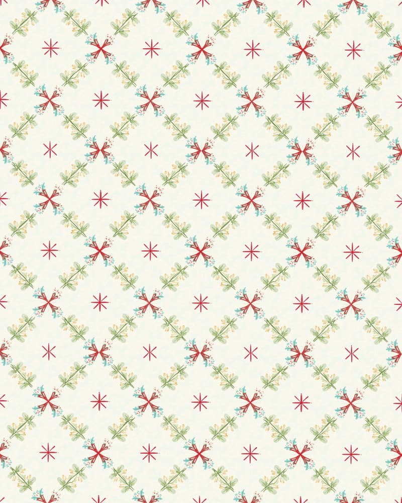Vintage Holiday Floral Pattern by Kintsugi99 — canvas wall art