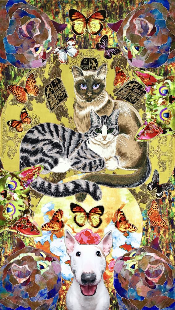 Whimsical Cat and Dog Friends by Kostyantin Malginov — canvas wall art