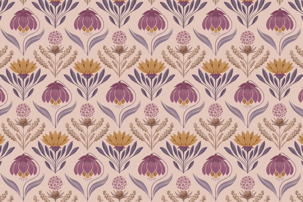 Ornate Purple Gold Floral by Aia Ueno — canvas wall art