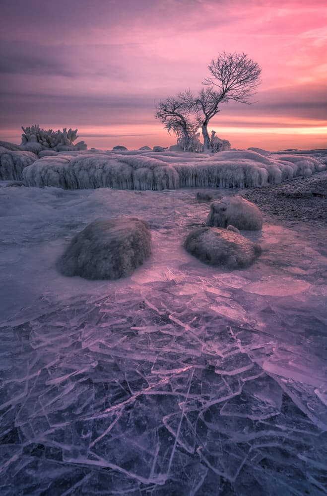 Frozen Pink Sky by Larry Deng APA — canvas wall art