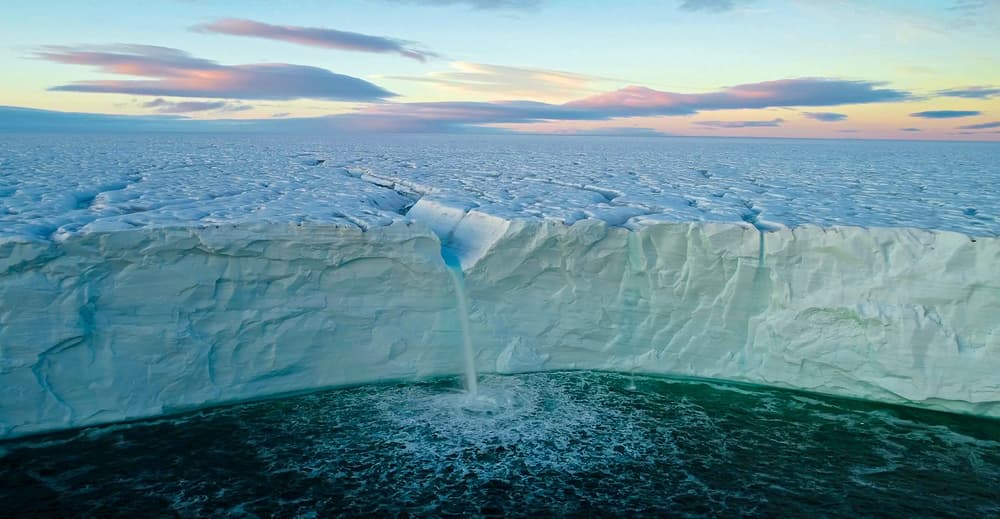Melting Glacier Waterfall by Marc Pelissier — canvas wall art