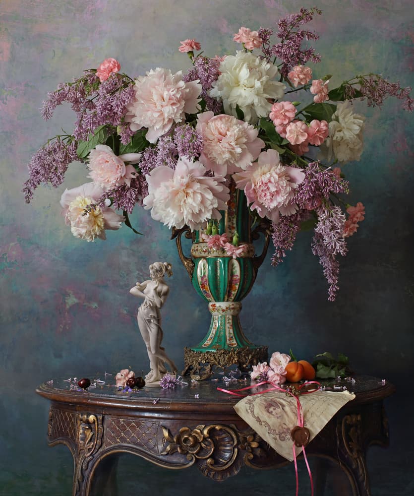 Elegant Peony Still Life by Andrey Morozov — canvas wall art