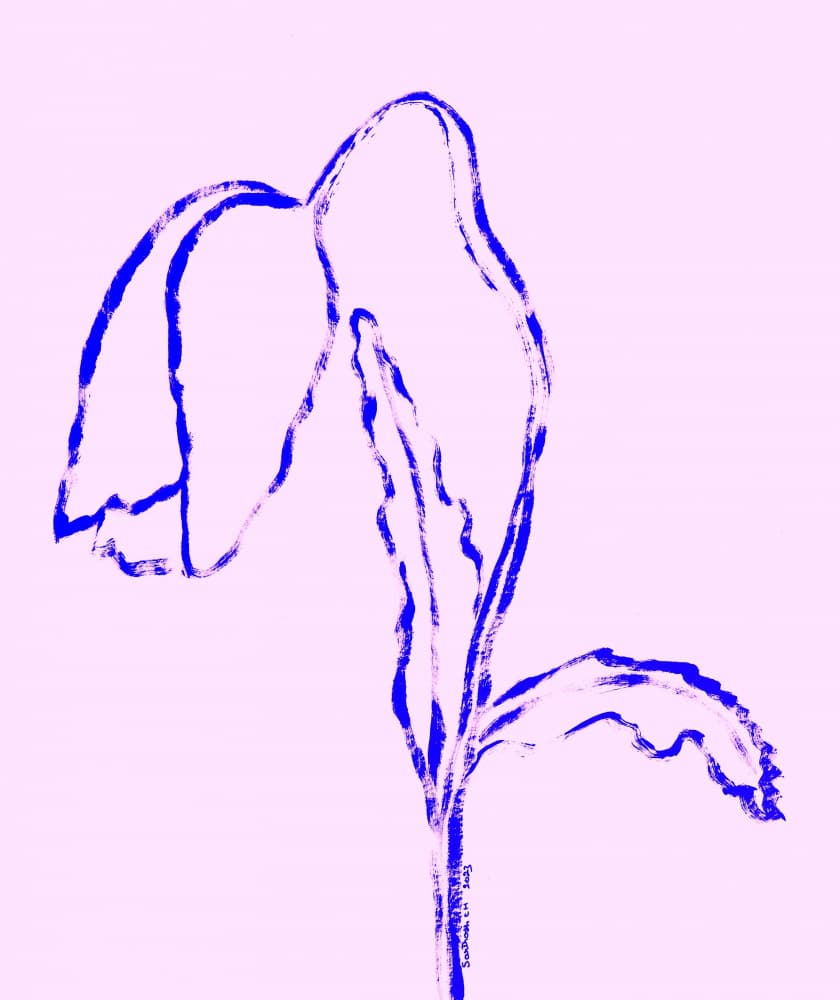 Blue Line Floral by Santhosh ch — canvas wall art
