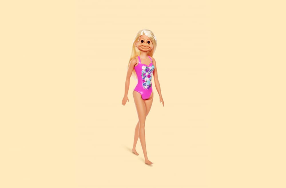 Smiling Pink Swimsuit Doll by Artem Pozdniakov — canvas wall art