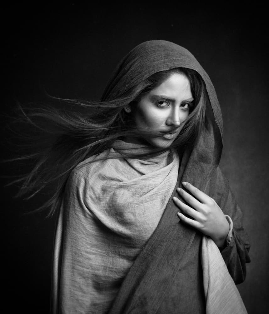 Mysterious Woman Portrait by Mehdi Mokhtari — canvas wall art