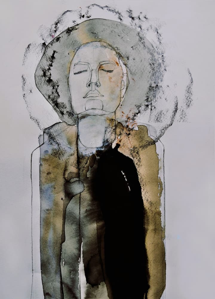 Meditative Woman Portrait by Doris Schmitz — canvas wall art