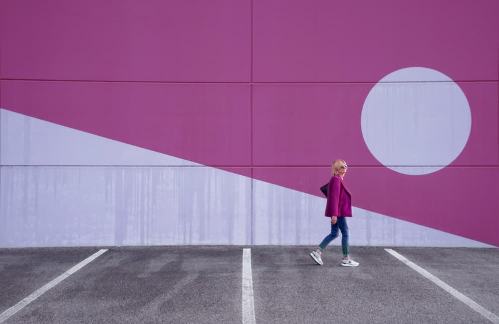 Pink Wall Graphic Stroll by Giorgio Toniolo — canvas wall art