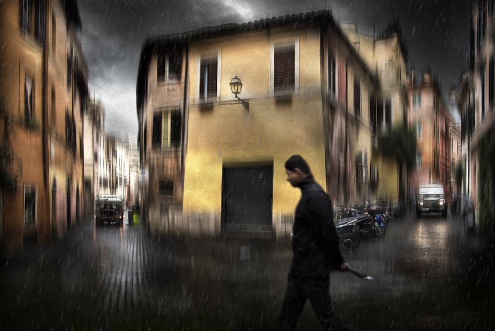 Rainy City Walk by Nicodemo Quaglia — canvas wall art