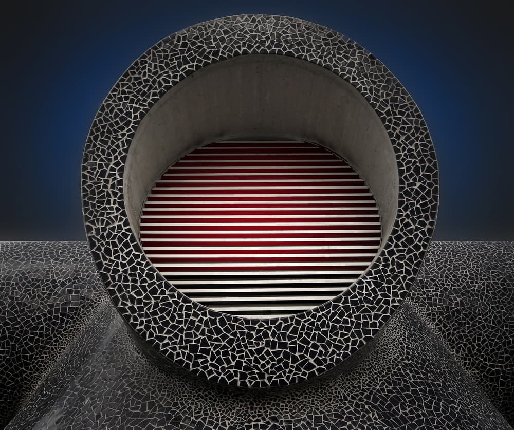 Geometric Red Tunnel by Hans-Wolfgang Hawerkamp — canvas wall art