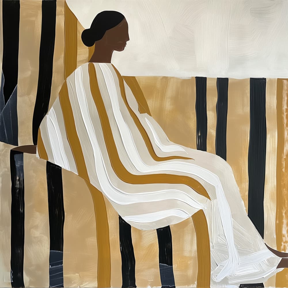 Elegant Striped Woman by SHANDU — canvas wall art