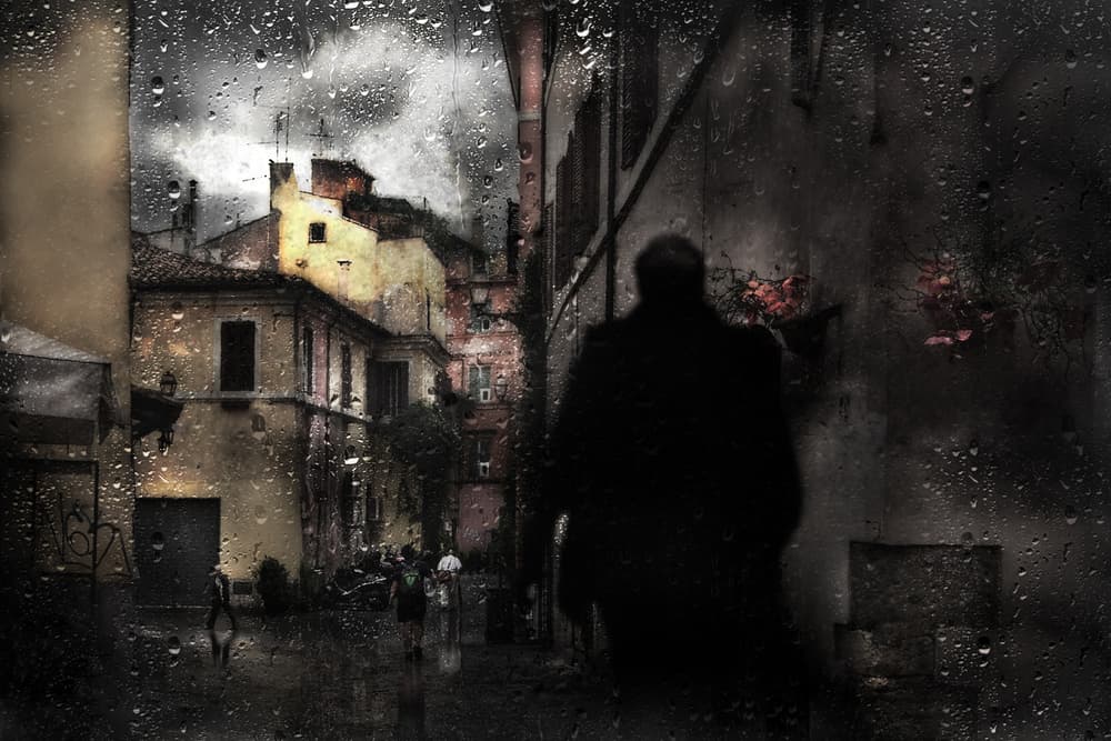 Rainy City Walk by Nicodemo Quaglia — canvas wall art