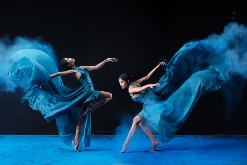 Flowing Blue Dancers by Lisdiyanto Suhardjo — canvas wall art