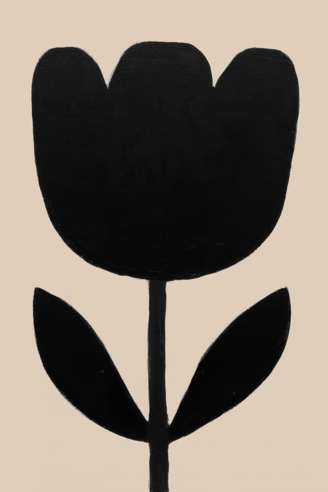 Black Minimalist Tulip by Melloi Art Prints — canvas wall art