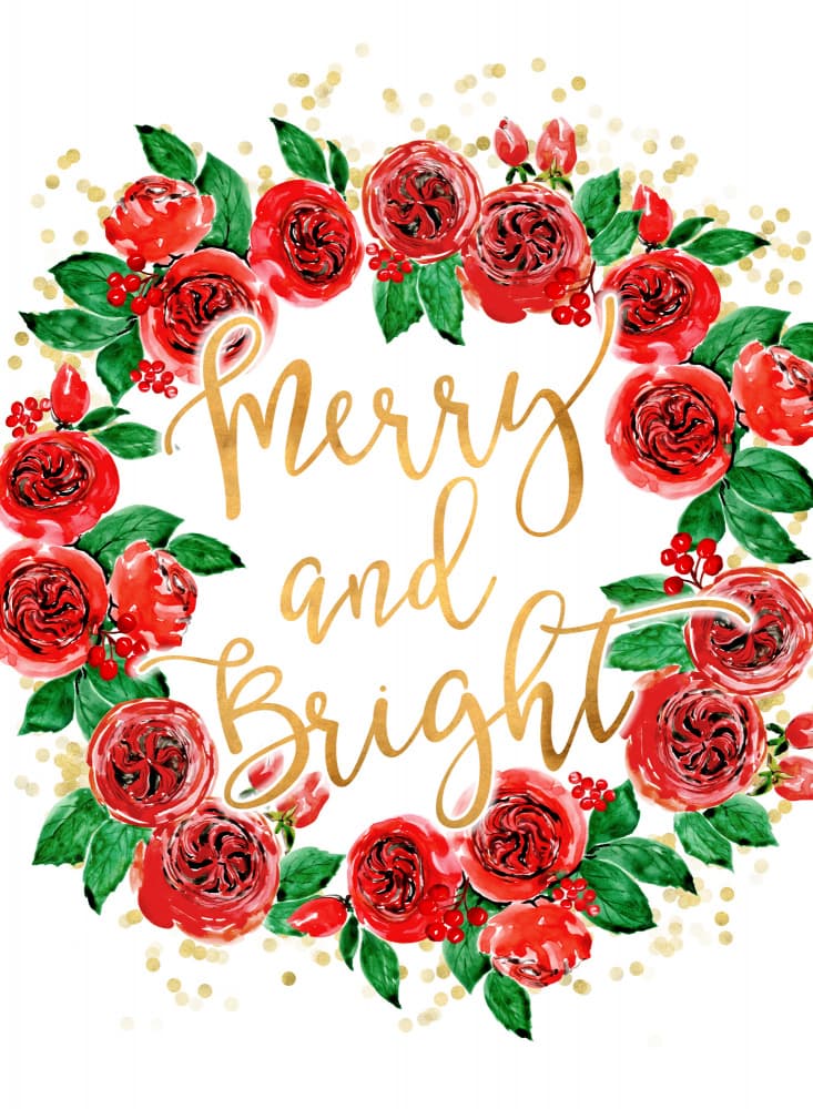 Merry And Bright Wreath by Rosana Laiz Blursbyai — canvas wall art
