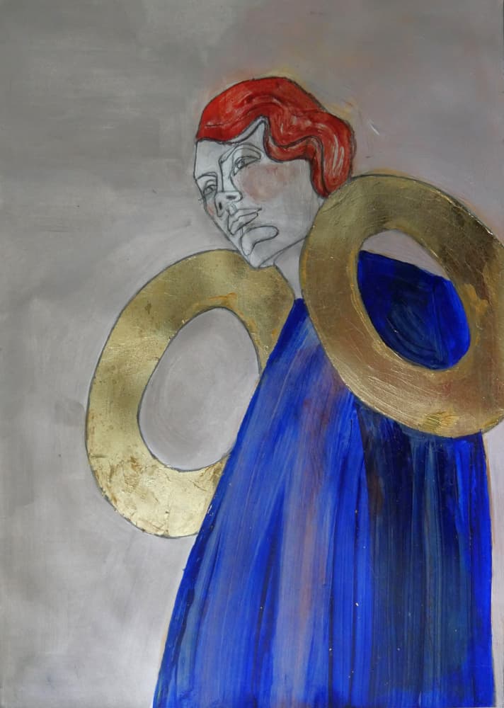 Golden Rings Figure by Doris Schmitz — canvas wall art