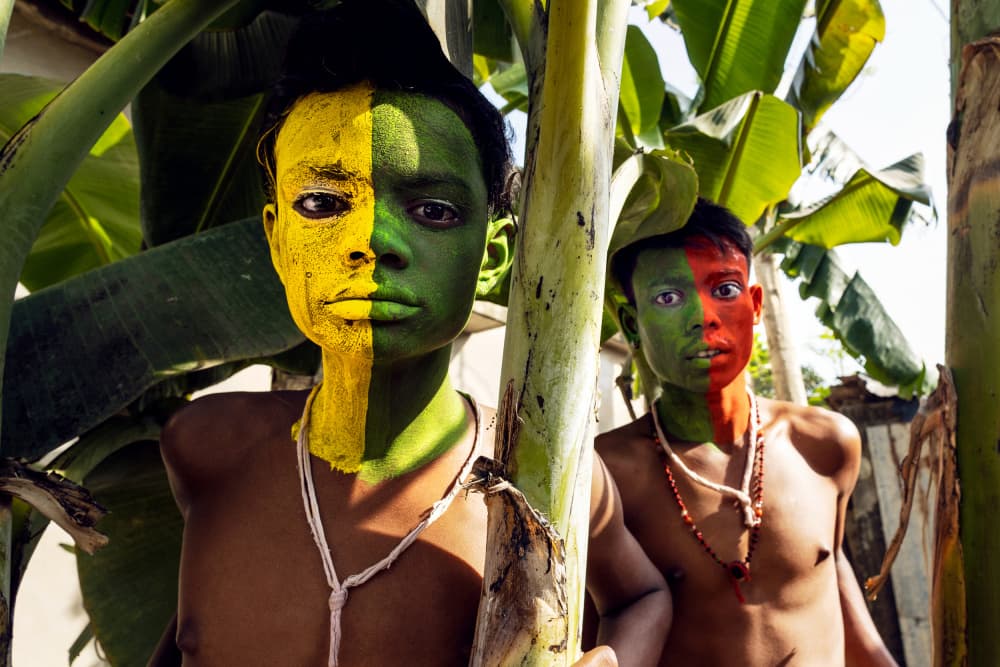 Tropical Painted Faces by Prithul Das — canvas wall art