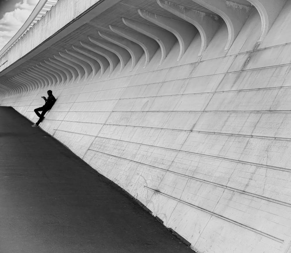 Solitary Figure Urban Geometry by Andreas Timar — canvas wall art