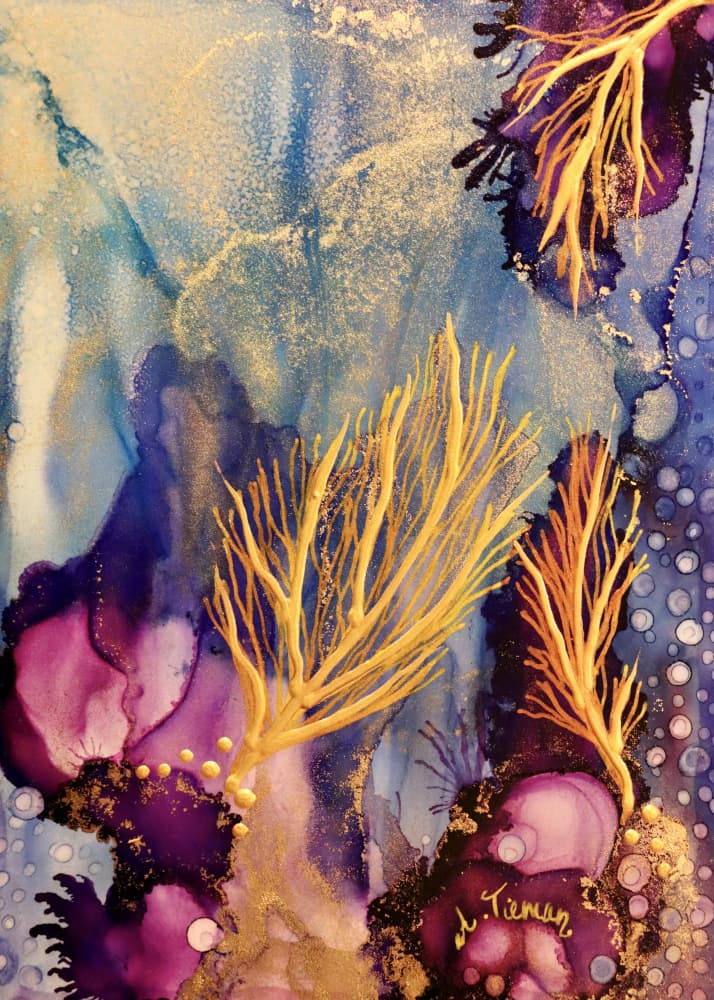 Vibrant Golden Coral by Amy Tieman — canvas wall art