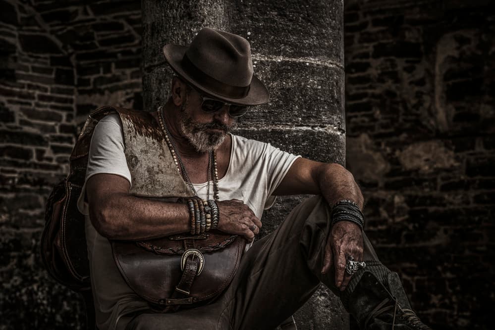 Pensive Man Rustic Style by gNo — canvas wall art