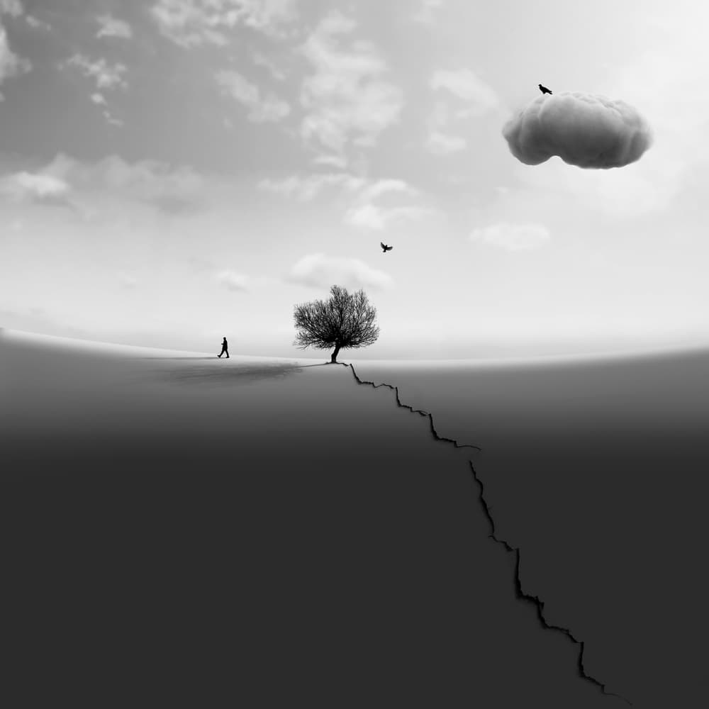 Lone Man Distant Tree by Hadi Malijani (Malenjani) — canvas wall art