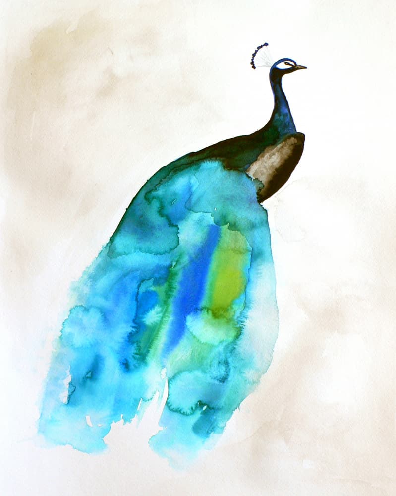Fluid Blue Green Peacock by Christine Lindstrom — canvas wall art