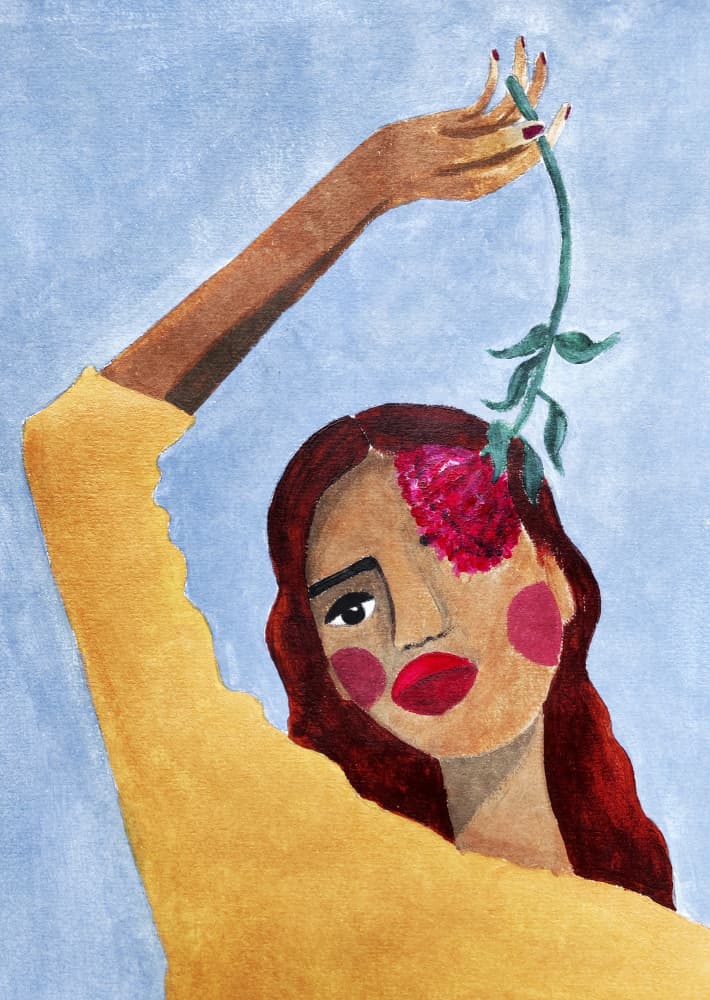 Magda with flower by Raissa Oltmanns — canvas wall art
