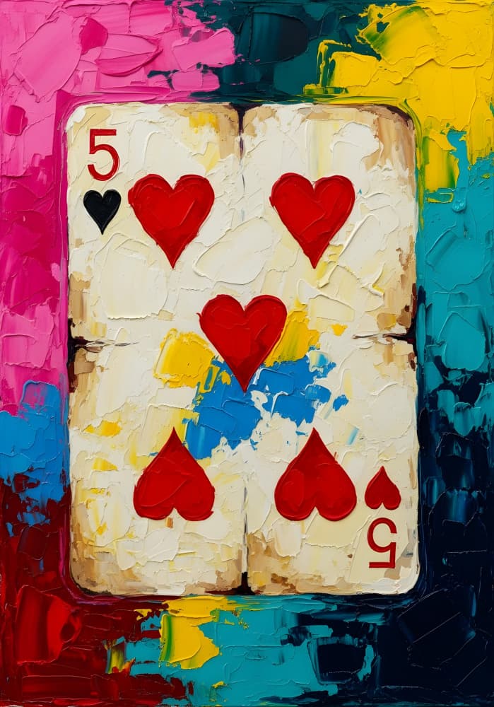 Vibrant Five of Hearts by HUGO — canvas wall art