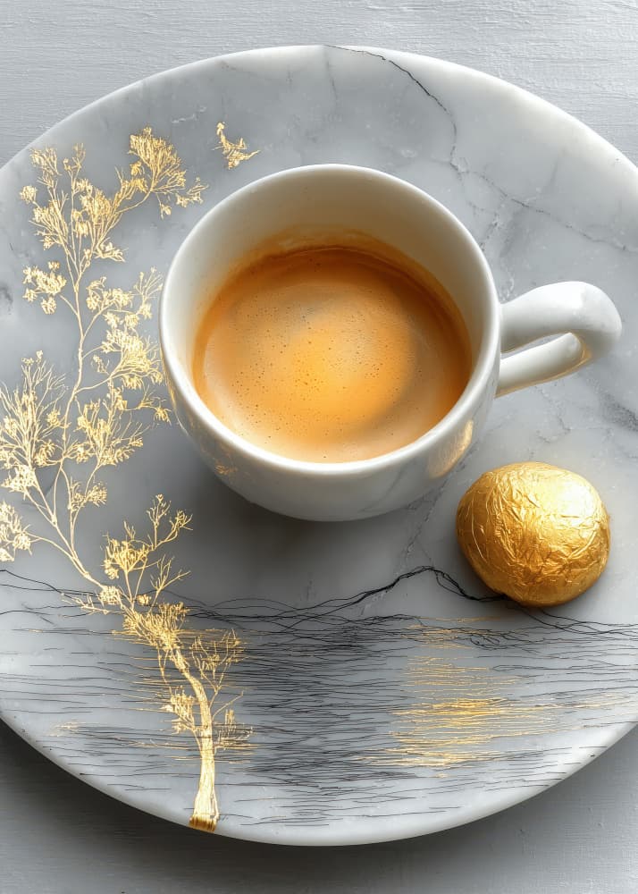 Golden Espresso Moment by Justyna Jaszke — canvas wall art