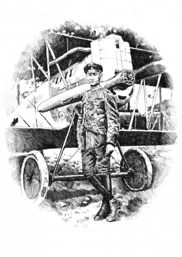 Vintage Pilot Biplane by Kulik — canvas wall art