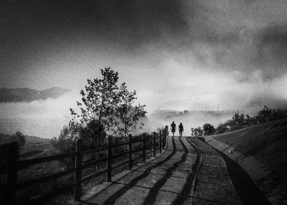 Couple On Misty Path by Leah Guo — canvas wall art