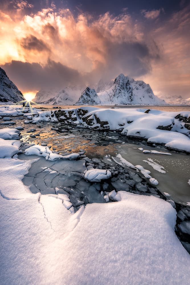 Frozen Peaks Sunrise by David Martin Castan — canvas wall art