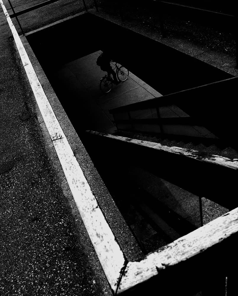 Cyclist In The Underpass by Jian Wang — canvas wall art