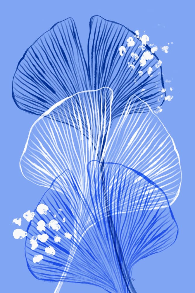 Blue Ginkgo Leaves by Martina — canvas wall art