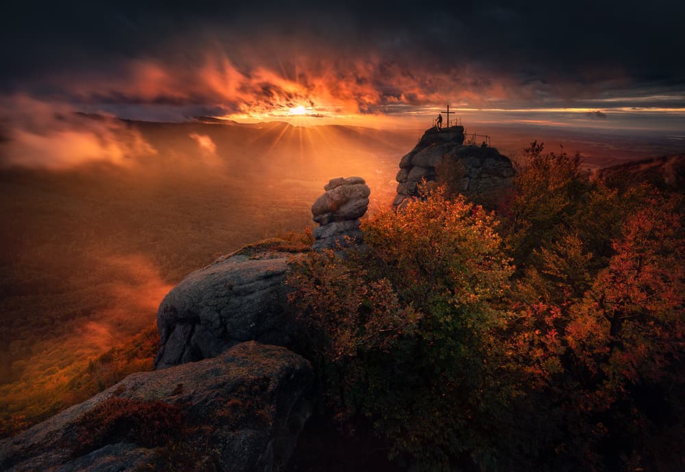 Golden Peak Sunset by Karol Nienartowicz — canvas wall art