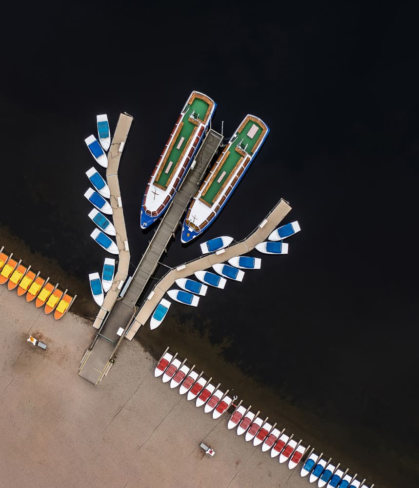 Colorful Docked Boats by Wei (David) Dai — canvas wall art