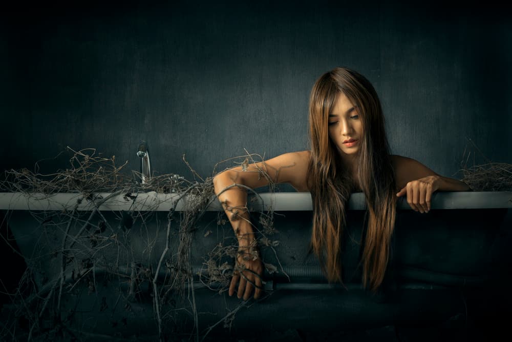 Dark Bathtub Branches by Sebastian Kisworo — canvas wall art