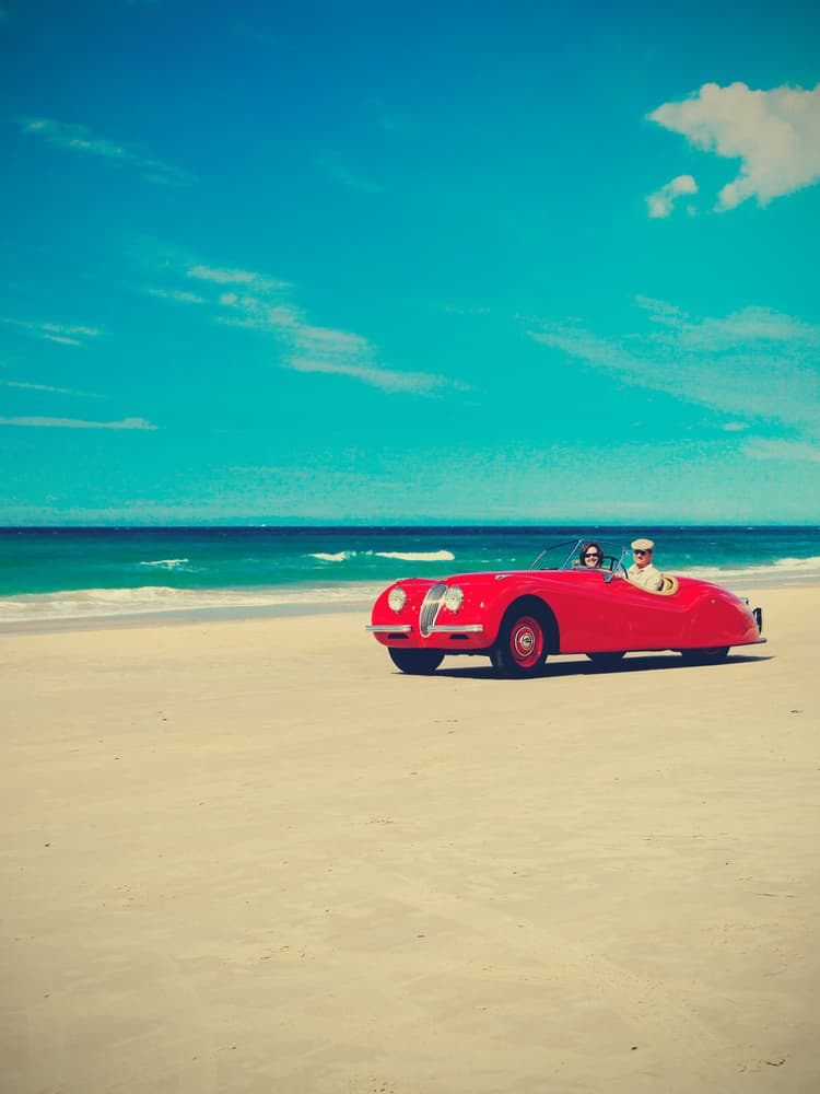 Classic Car Beach Drive by Massimo Della Latta — canvas wall art