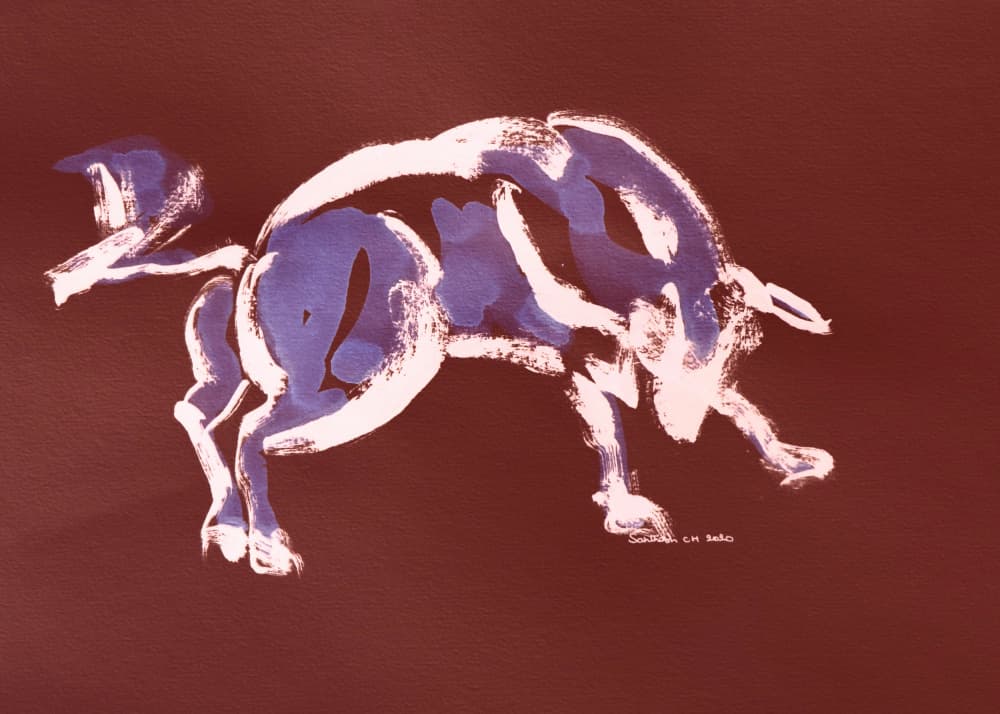 Indigo Bull Charge by Santhosh ch — canvas wall art