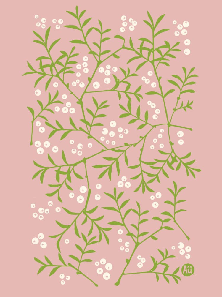 Pink Berry Branches by Aia Ueno — canvas wall art