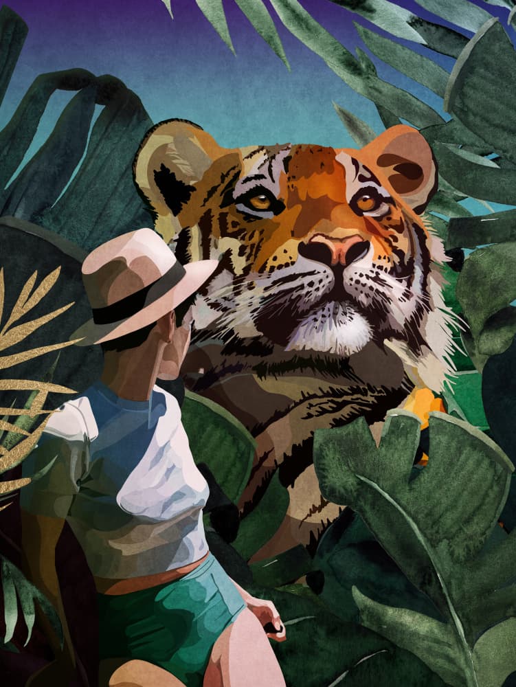 Jungle Encounter by Emel Tunaboylu — canvas wall art