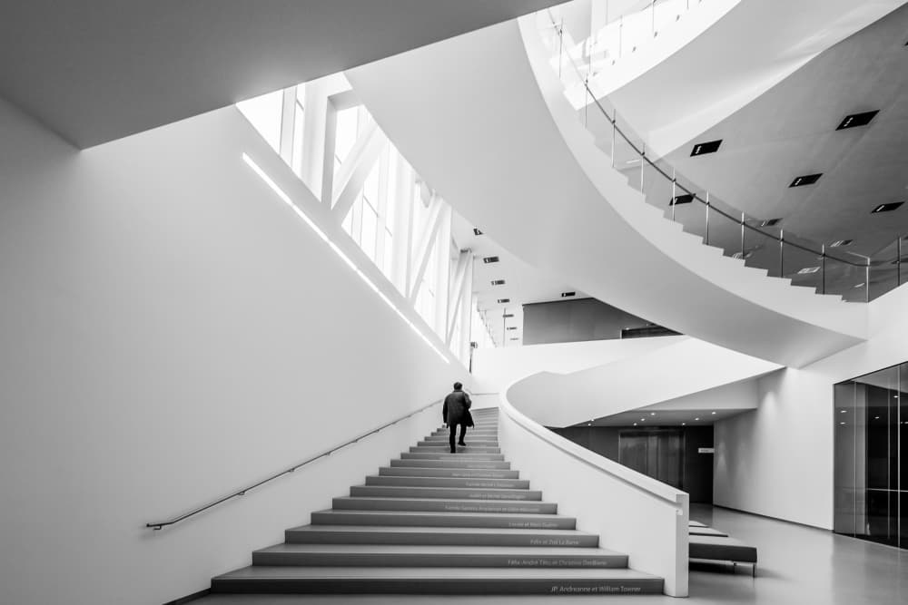 Grand Modern Staircase by Michiko Ôtomo — canvas wall art